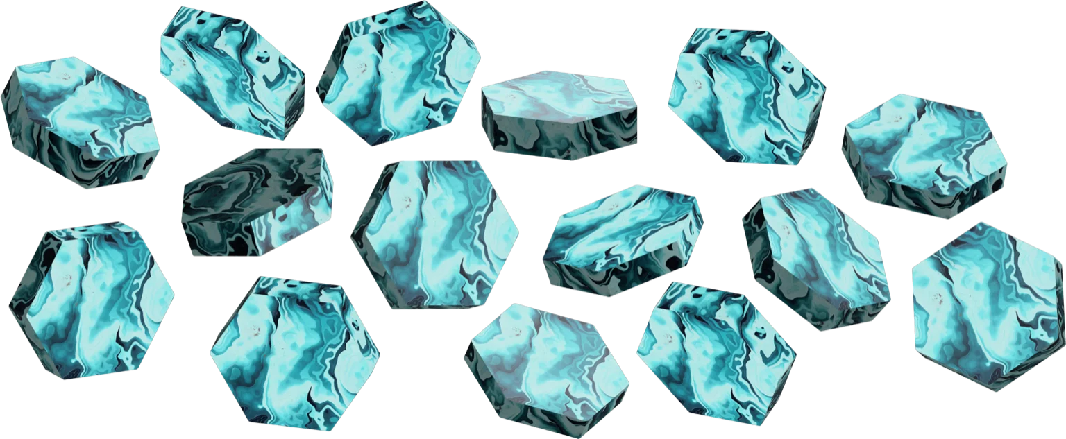 Cristales 3D en gradiente turquesa